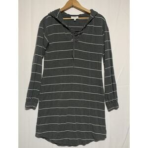 SOMA Weekend Womens Marshmallow Knit Hoodie Grey Striped White XS Super Soft